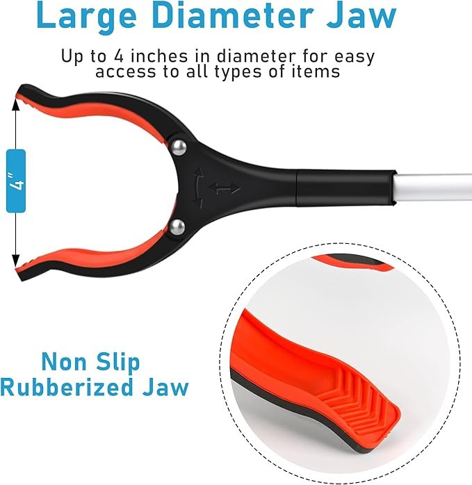 Reacher Grabber for Seniors – Foldable 32” Trash Pickup Tool with 360° Rotation