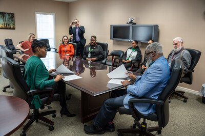 Northeast Delta Human Services Authority Announces Strategic Partnership with LATAN to Launch Assistive Technology Demonstration Centers Yakima Black and Dr. Monteic A. Sizer signing the NEDHSA-LATAN MOU amongst NEDHSA Staff Members