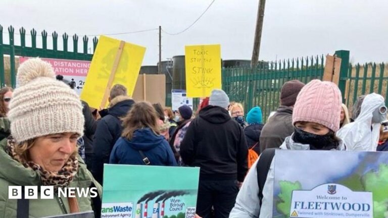 Fleetwood landfill site site stench ‘has never been as bad’ Allison Rowe who has short greying hair with pursed lips and wearing maroon rimmed round glasses and a denim top