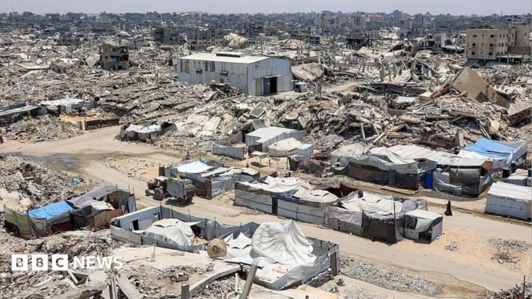 What’s in the Gaza peace deal roadmap? A landscape shows sheer destruction across Gaza. Rubble, dust and dirt.