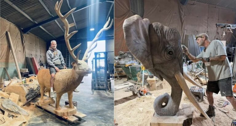Self-Taught Artist Carves Logs into Amazing Sculptures Using a Chainsaw Self-Taught Artist Carves Logs into Amazing Sculptures Using a Chainsaw