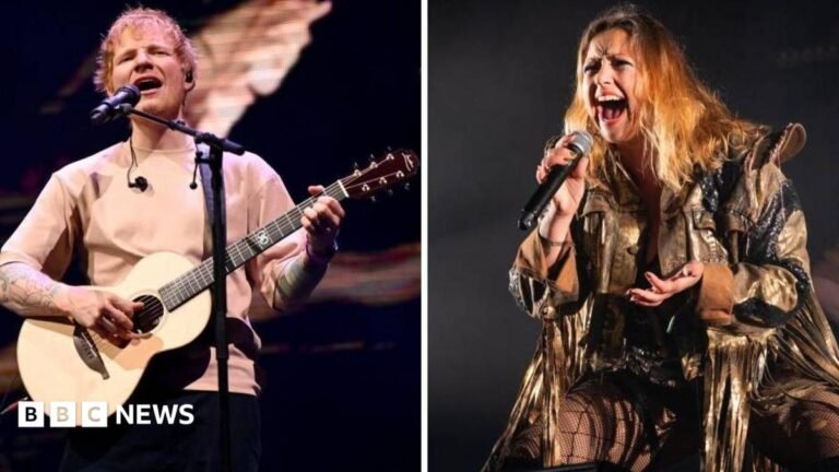 Charlotte Church criticises Ed Sheeran after Macklemore drop Charlotte Church singing on stage, she is wearing a gold and black sequin jacket with gold tassels on. She has long blonde hair.