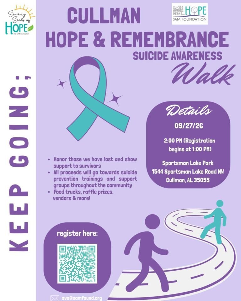 Cullman Hope & Remembrance Suicide Awareness Walk set for Sept. 27 Cullman Hope & Remembrance Suicide Awareness Walk set for Sept. 27