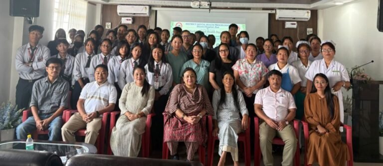 Officials, healthcare workers, participants and members of various organisations during the observance of World Mental Health Day 2026 organised by the District Mental Health Programme, Mon, on October 10. (Photo courtesy: NHM Mon)