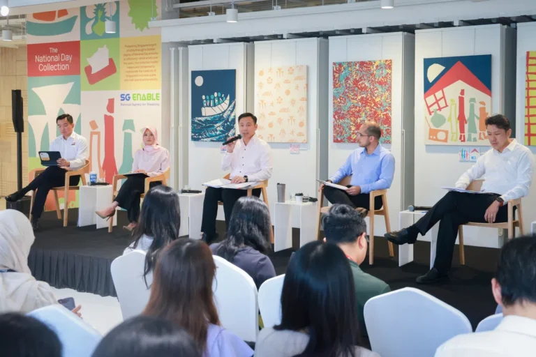 Senior Minister of State for Social and Family Development Goh Pei Ming (centre, on stage), leads the task force which announced on Oct 4 efforts to help people with disabilities live in the community.